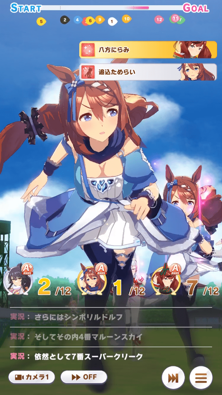 割と距離のある先行のスーパークリークには当たった（ぽろり待ったなし）